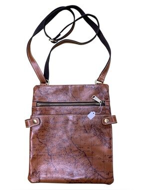 Patricia Nash Brown Map-Print Crossbody Messenger Bag